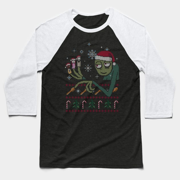 Mr. Fingers and Friends Ugly Sweater Baseball T-Shirt by katiestack.art